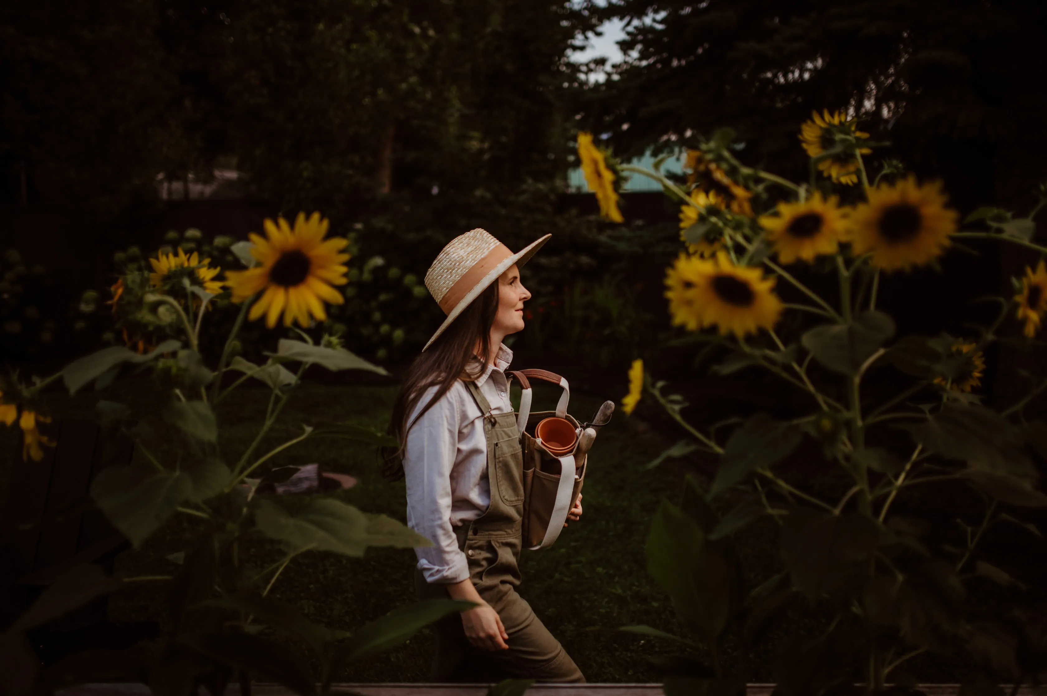 Mary Jane with her sunflowers.