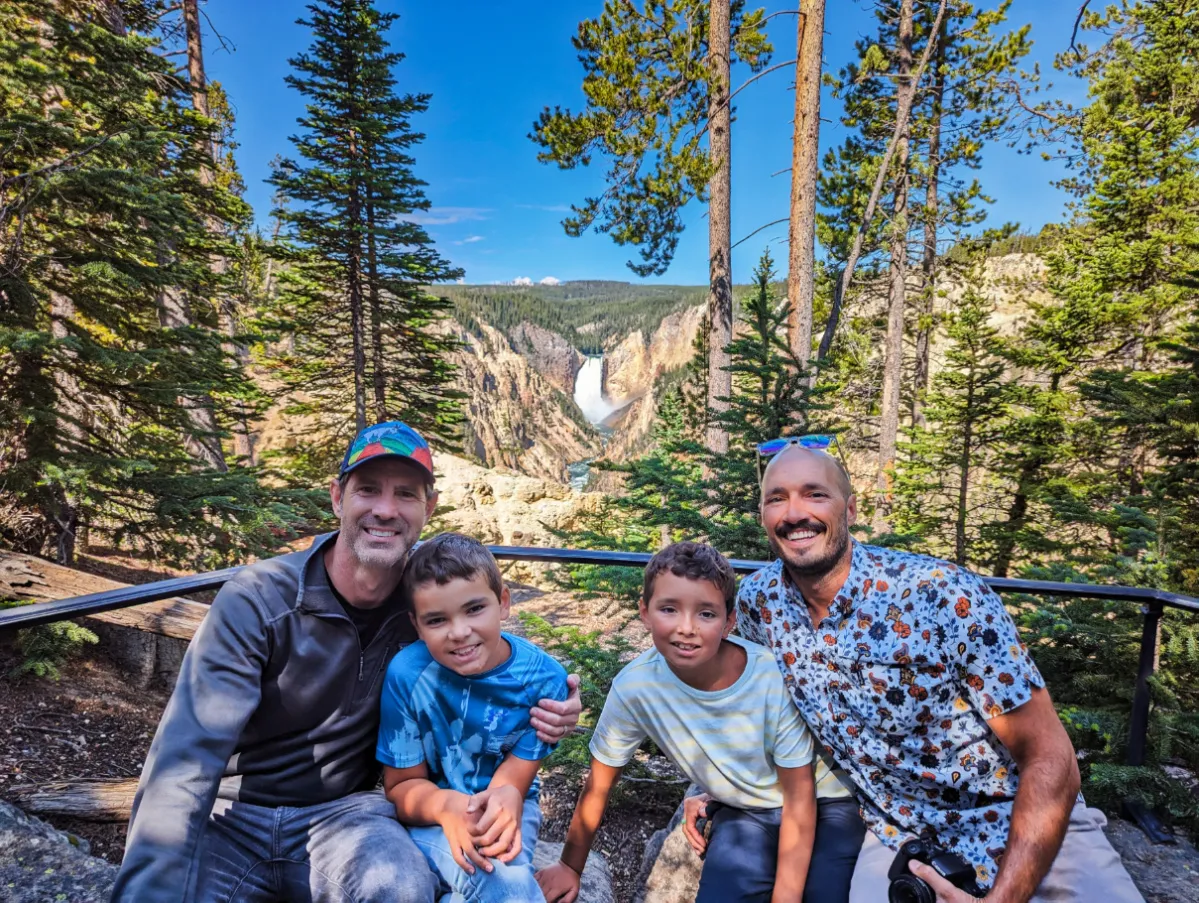 The Taylor family at Yellowstone National Park.